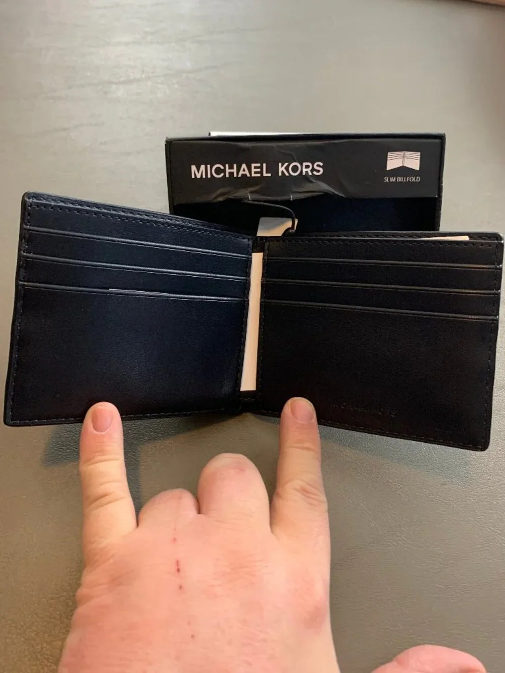 Michael Kors Men's Malone Slim Stripe Logo Wallet, Blue White, One Size